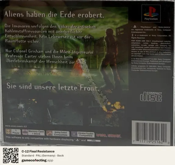C-12 Final Resistance PlayStation, Germany box back