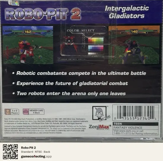 Robo Pit 2 PlayStation, NTSC box back