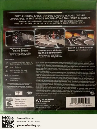 Curved Space Xbox Series X, NTSC box back