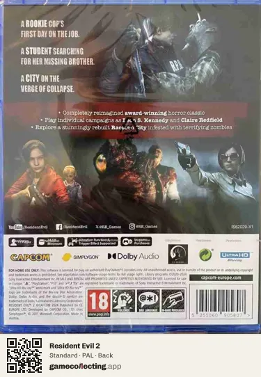 Resident Evil 2 PlayStation 5, PAL box back