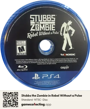 Stubbs the Zombie in Rebel Without a Pulse PlayStation 4, NTSC disc