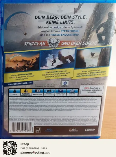Steep PlayStation 4, Germany box back