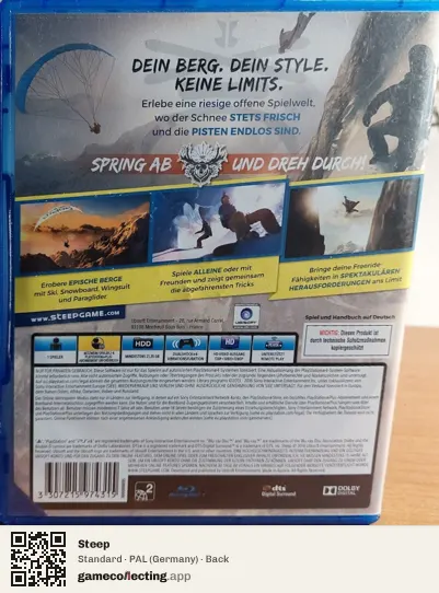 Steep PlayStation 4, Germany box back