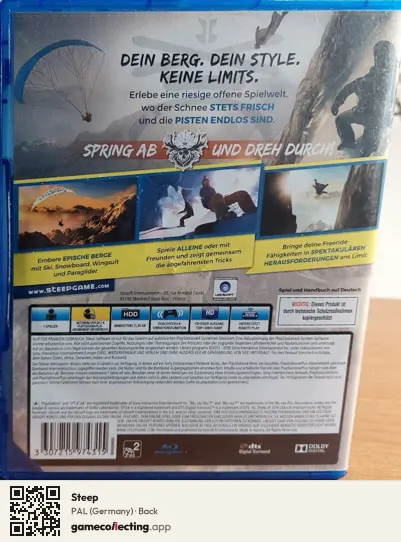 Steep PlayStation 4, Germany box back