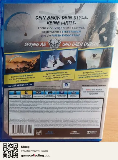 Steep PlayStation 4, Germany box back