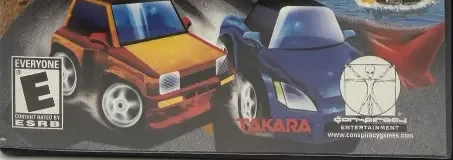 Gadget Racers, the ESRB box on its front