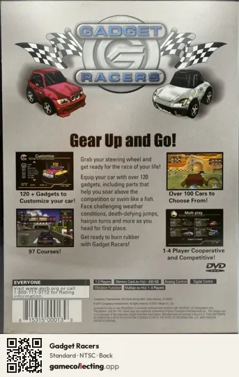 Gadget Racers PlayStation 2, NTSC box back