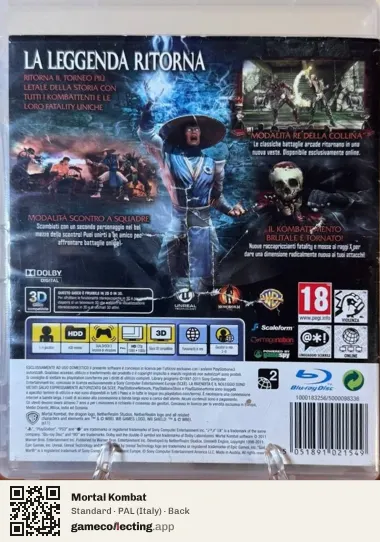 Mortal Kombat PlayStation 3, Italy box back