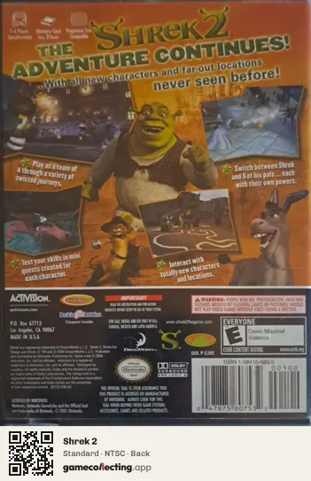 Shrek 2 Nintendo GameCube, NTSC box back