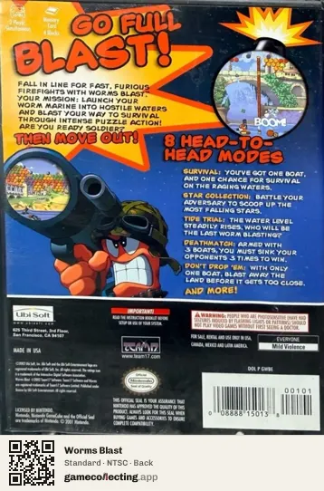 Worms Blast Nintendo GameCube, NTSC box back