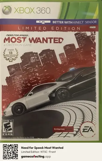 Need for Speed: Most Wanted Xbox 360, NTSC box front
