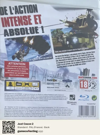 Just Cause 2 PlayStation 3, France box back