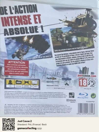 Just Cause 2 PlayStation 3, France box back