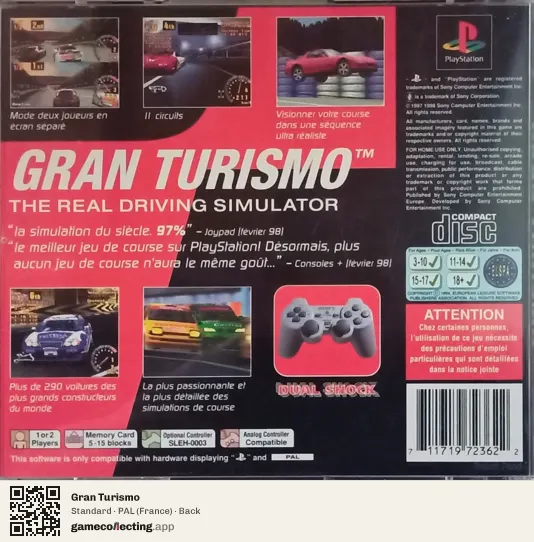Gran Turismo PlayStation, France box back
