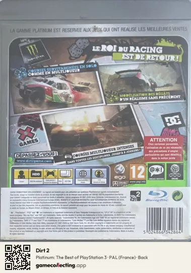 Dirt 2 PlayStation 3, France box back