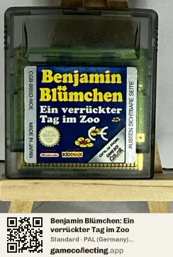 Benjamin Blümchen: Ein verrückter Tag im Zoo Game Boy Color, PAL cartridge label