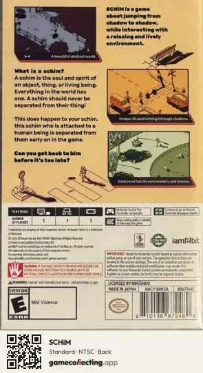 SCHiM Nintendo Switch, NTSC box back