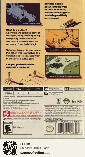 SCHiM Nintendo Switch, NTSC box back