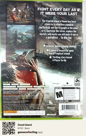 Dead Island Xbox 360, NTSC box back