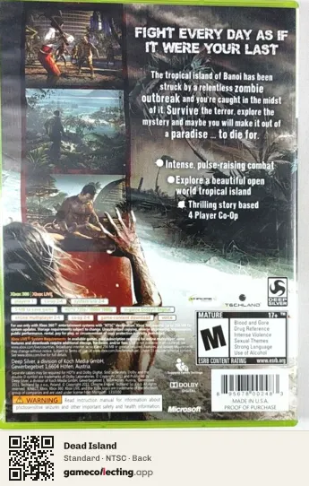 Dead Island Xbox 360, NTSC box back