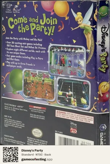 Disney's Party Nintendo GameCube, NTSC box back