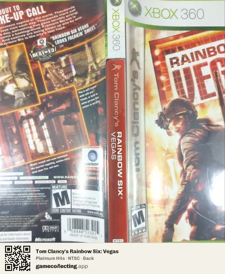 Tom Clancy's Rainbow Six: Vegas Xbox 360, NTSC box back