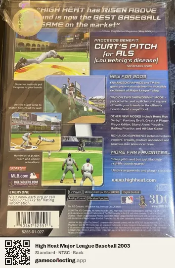 High Heat Major League Baseball 2003 PlayStation 2, NTSC box back
