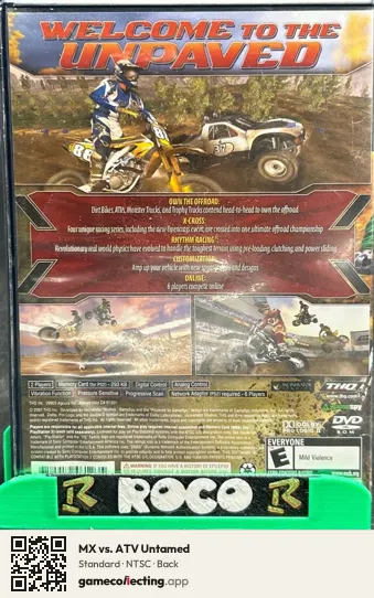 MX vs. ATV Untamed PlayStation 2, NTSC box back