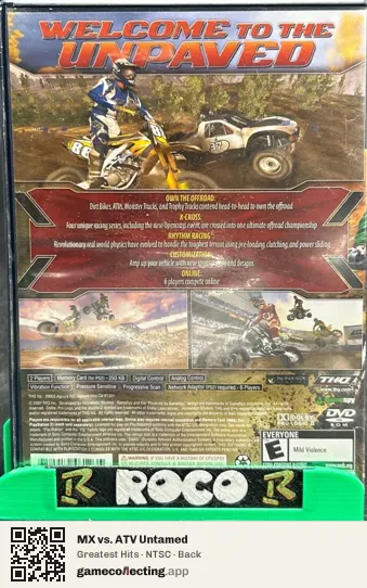MX vs. ATV Untamed PlayStation 2, NTSC box back