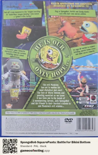 SpongeBob SquarePants: Battle for Bikini Bottom PlayStation 2, PAL box back