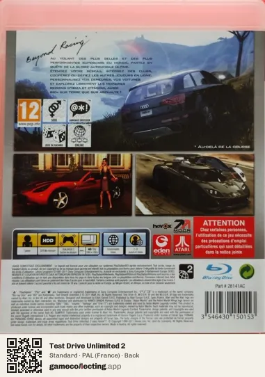 Test Drive Unlimited 2 PlayStation 3, France box back