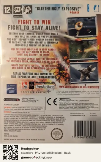 Heatseeker Nintendo Wii, United Kingdom box back
