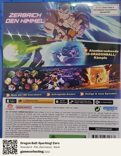 Dragon Ball: Sparking! Zero PlayStation 5, Germany box back