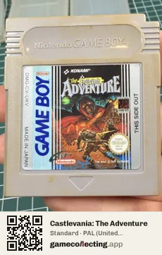 Castlevania: The Adventure Game Boy, PAL cartridge label