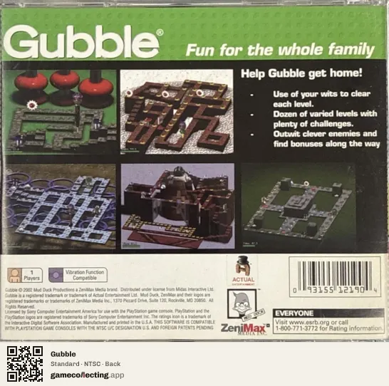 Gubble PlayStation, NTSC box back