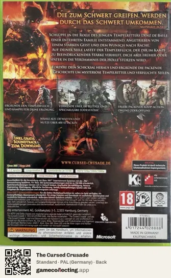 The Cursed Crusade Xbox 360, Germany box back