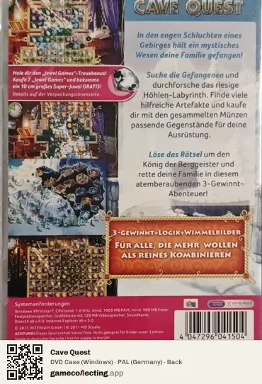 Cave Quest Computer, Germany box back