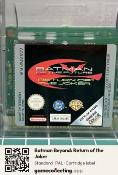 Batman Beyond: Return of the Joker Game Boy Color, PAL cartridge label