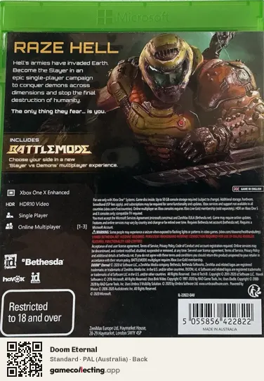 Doom Eternal Xbox One, Australia box back