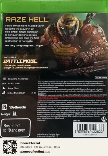 Doom Eternal Xbox One, Australia box back