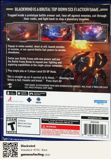 Blackwind PlayStation 5, NTSC box back