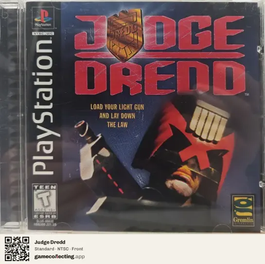 Judge Dredd PlayStation, NTSC box front