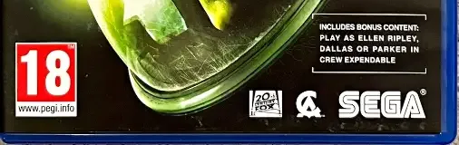 Alien: Isolation, the PEGI square on its front