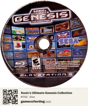 Sonic's Ultimate Genesis Collection PlayStation 3, NTSC disc