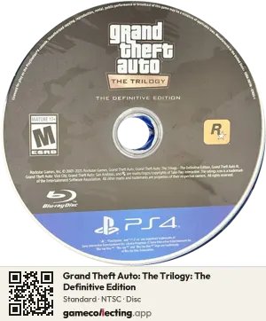 Grand Theft Auto: The Trilogy: The Definitive Edition PlayStation 4, NTSC disc