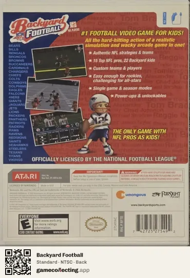 Backyard Football Nintendo Wii, NTSC box back