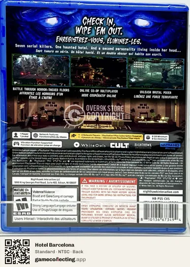 Hotel Barcelona PlayStation 5, NTSC box back