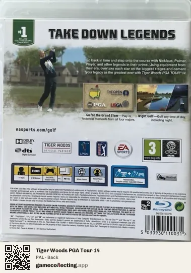 Tiger Woods PGA Tour 14 PlayStation 3, PAL box back