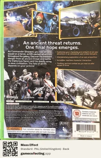 Mass Effect Xbox 360, United Kingdom box back