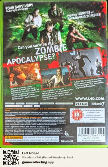 Left 4 Dead Xbox 360, United Kingdom box back